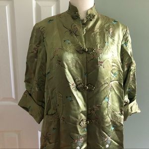 Vintage Chinese Robe/Housecoat, Size Small, Green